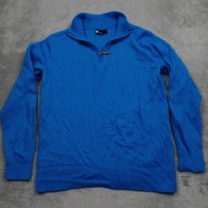 The Commons Sweater‎ Mens Small Blue Merino Wool 1/4 Zip Pullover Preppy